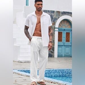 NWOT Coofandy Men’s Casual Linen Lightweight Beach Pants size 3XL